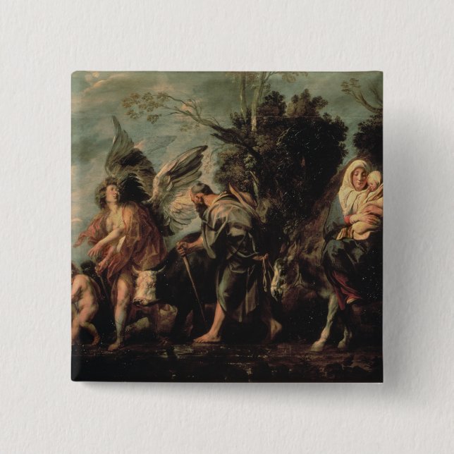 The Flight into Egypt, 17th century 15 Cm Square Badge (Front)