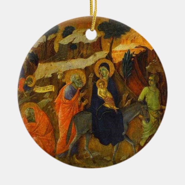 The Flight Into Egypt by Duccio Fine Art Ceramic Tree Decoration (Front)