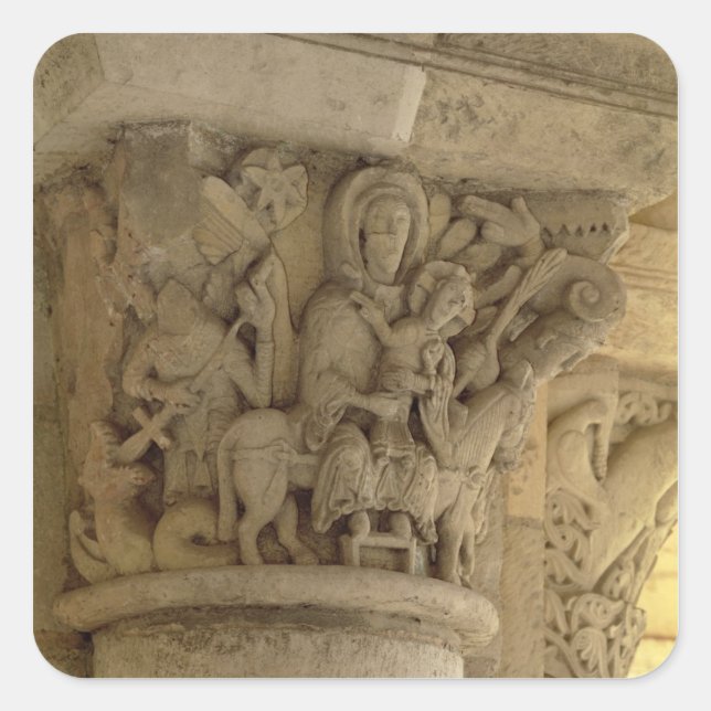 The Flight into Egypt, column capital relief from Square Sticker (Front)