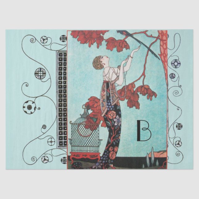 THE FLIGHTY BIRD ,BEAUTY FASHION DESIGNER MONOGRAM TISSUE PAPER (Front)