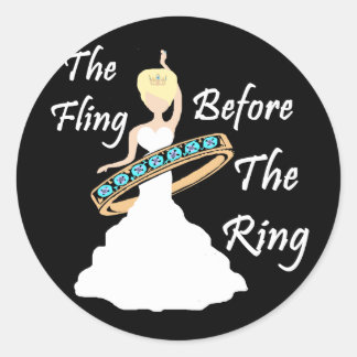 The Fling Before The Ring Black Background Classic Round Sticker
