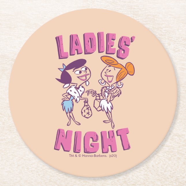The Flintstones | Betty & Wilma - Ladies' Night Round Paper Coaster (Front)