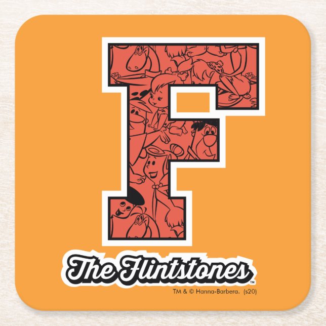 The Flintstones | Collegiate Style Monogram Square Paper Coaster (Front)