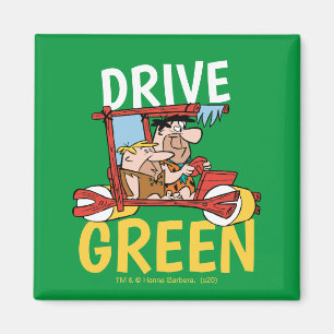 The Flintstones Fred & Barney - Drive Green Magnet