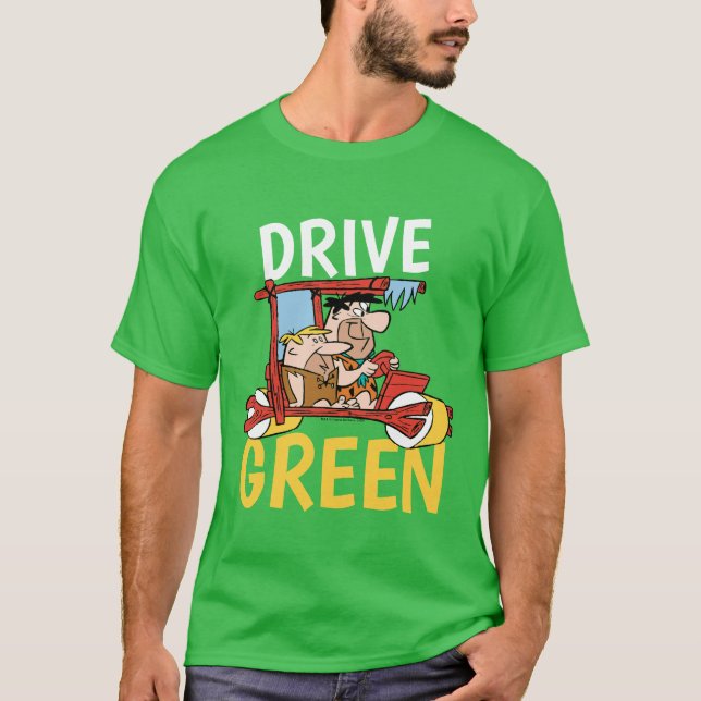 The Flintstones | Fred & Barney - Drive Green T-Shirt (Front)