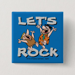 The Flintstones   Fred & Barney - Let's Rock 15 Cm Square Badge
