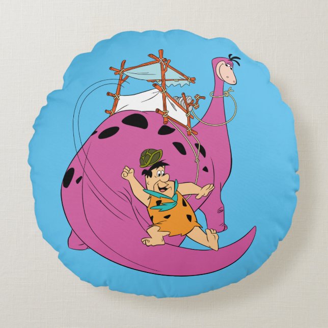 The Flintstones | Fred Sliding Down Tail Round Cushion (Front)