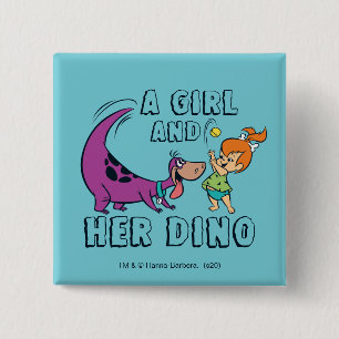 The Flintstones Pebbles & Dino Play Ball 15 Cm Square Badge