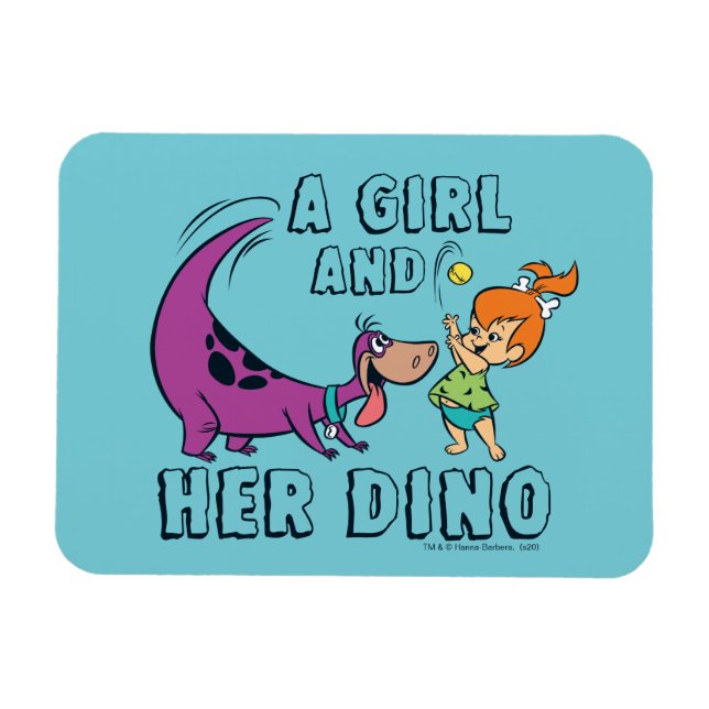 The Flintstones | Pebbles & Dino Play Ball Magnet (Horizontal)