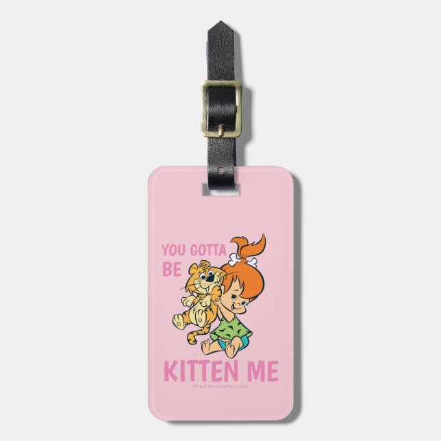 The Flintstones | Pebbles & Her Tiger Luggage Tag (Front Vertical)