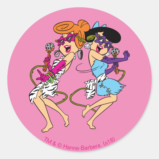 The Flintstones | Wilma & Betty Rock Stars Classic Round Sticker (Front)