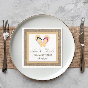 The Flip-Flop Sand Beach Burlap Wedding Collection Napkin