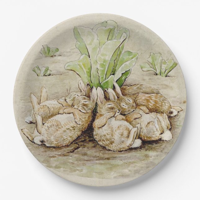 The Flopsy Bunnies Asleep (by Beatrix Potter) Paper Plate (Front)
