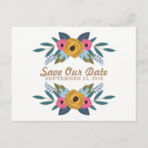 The Floral Wreath White Wedding Collection Announcement Postcard