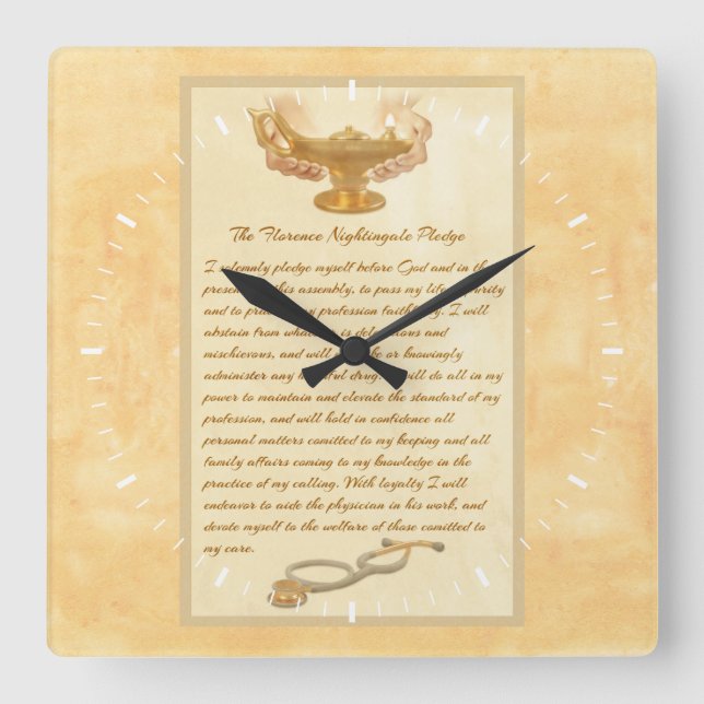 The Florence Nightingale Pledge Square Wall Clock (Front)