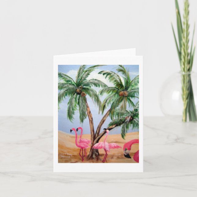 "The Florida Flamingos" Vertical Notecard (Front)