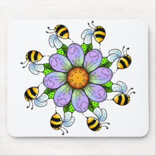 The flower and the bees mouse pad