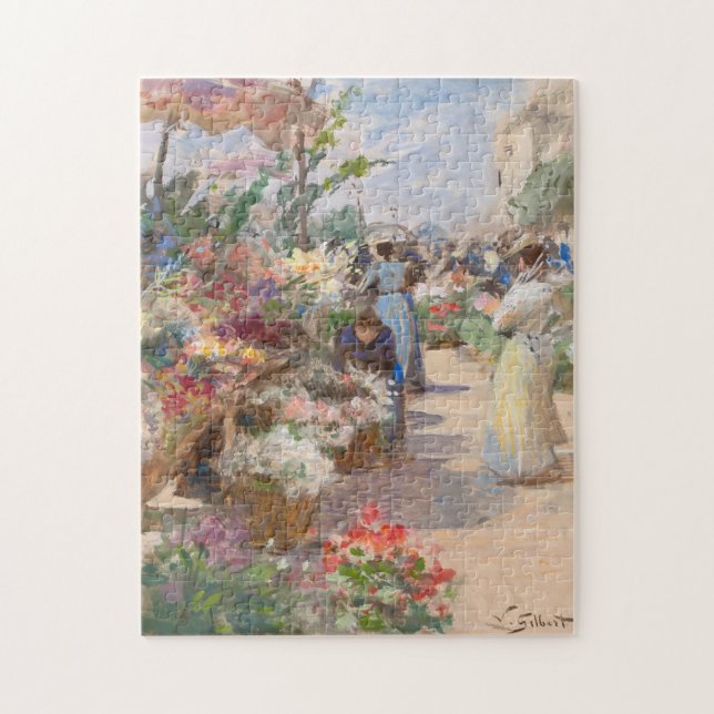 The Flower Market | Victor Gabriel Gilbert Jigsaw Puzzle (Vertical)