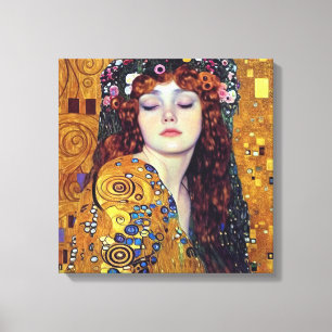 The Flower Veil Girl Stretched Canvas Print 