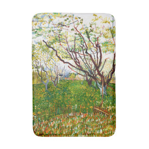 The Flowering Orchard (1888) by Vincent Van Gogh  Bath Mat