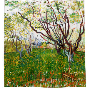 The Flowering Orchard (1888) by Vincent Van Gogh Shower Curtain