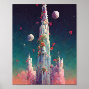 The Flowering Tower Fantasy Art Poster