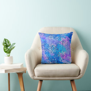 The Flowers Grow in Sapphire Pond Cushion