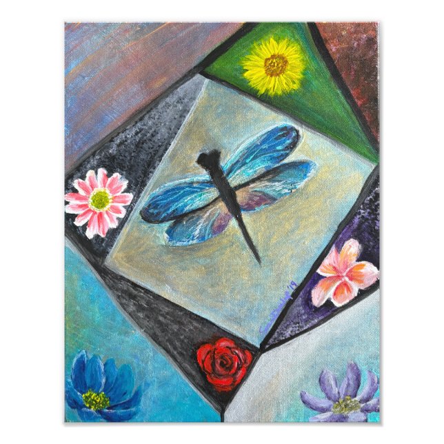 The Flowery Art of a Dragonfly Print (Front)