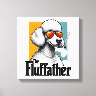 The Fluffather Poodle Vintage Funny Dog Mafia Vect Canvas Print