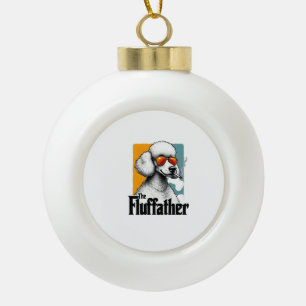 The Fluffather Poodle Vintage Funny Dog Mafia Vect Ceramic Ball Christmas Ornament