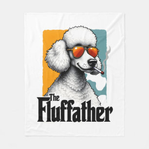 The Fluffather Poodle Vintage Funny Dog Mafia Vect Fleece Blanket