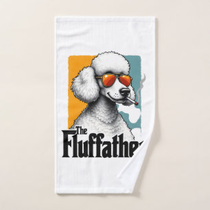 The Fluffather Poodle Vintage Funny Dog Mafia Vect Hand Towel