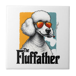 The Fluffather Poodle Vintage Funny Dog Mafia Vect Tile