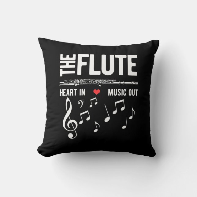 The Flute Heart In Music Out Cushion (Front)
