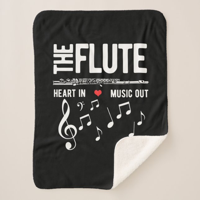 The Flute Heart In Music Out Sherpa Blanket (Front)