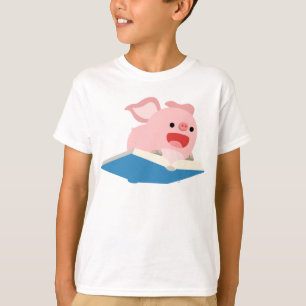 The Flying Book and Cartoon Pig Children T-Shirt