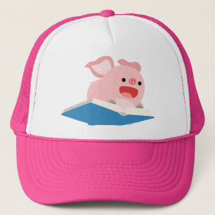 The Flying Book and Cartoon Pig Hat