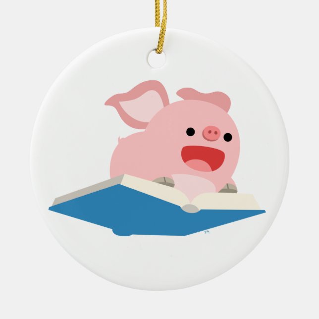 The Flying Book and Cartoon Pig Ornament (Front)