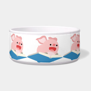 The Flying Book and Cartoon Pig Pet Bowl