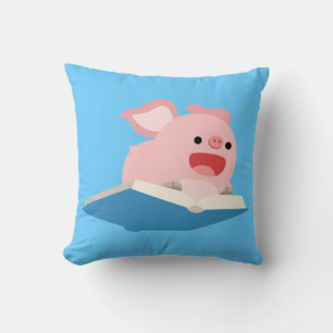 The Flying Book and Cartoon Pig Pillow