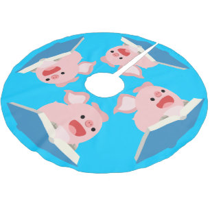 The Flying Book and Cartoon Pig Tree Skirt