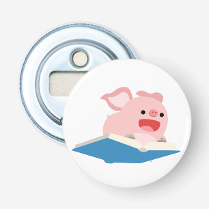The Flying Book: Cartoon Pig Button Bottle Opener