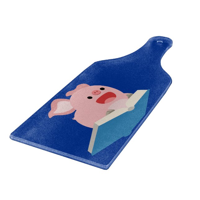 The Flying Book & Cartoon Pig Cutting Board Paddle (Corner)