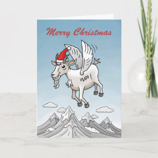 The Flying Christmas Goat Holiday Card