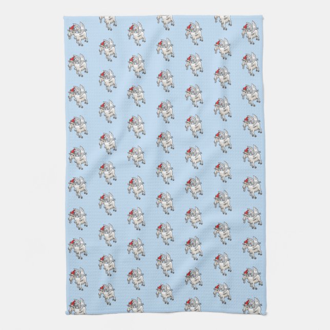 The Flying Christmas Goat Tea Towel (Vertical)