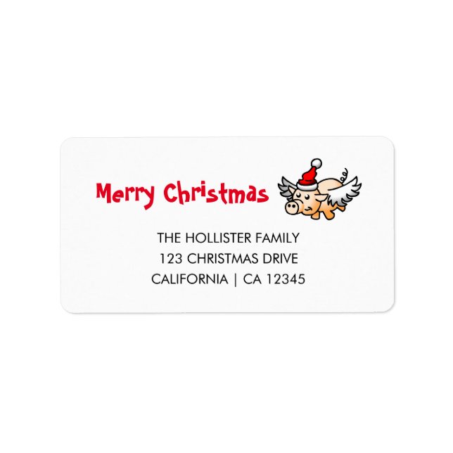 The Flying Christmas Pig Address Label (Front)