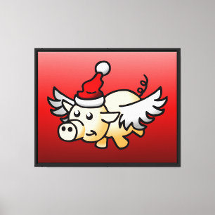 The Flying Christmas Pig Canvas Print