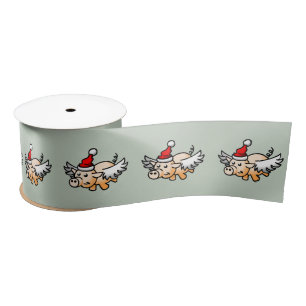 The Flying Christmas Pig Satin Ribbon