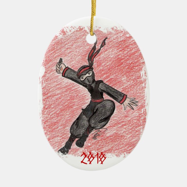 The Flying Ninja Ceramic Tree Decoration (Front)
