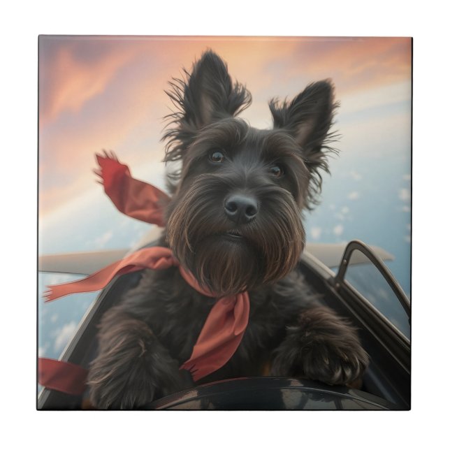 The Flying Scottish Terrier Dog Tile (Front)